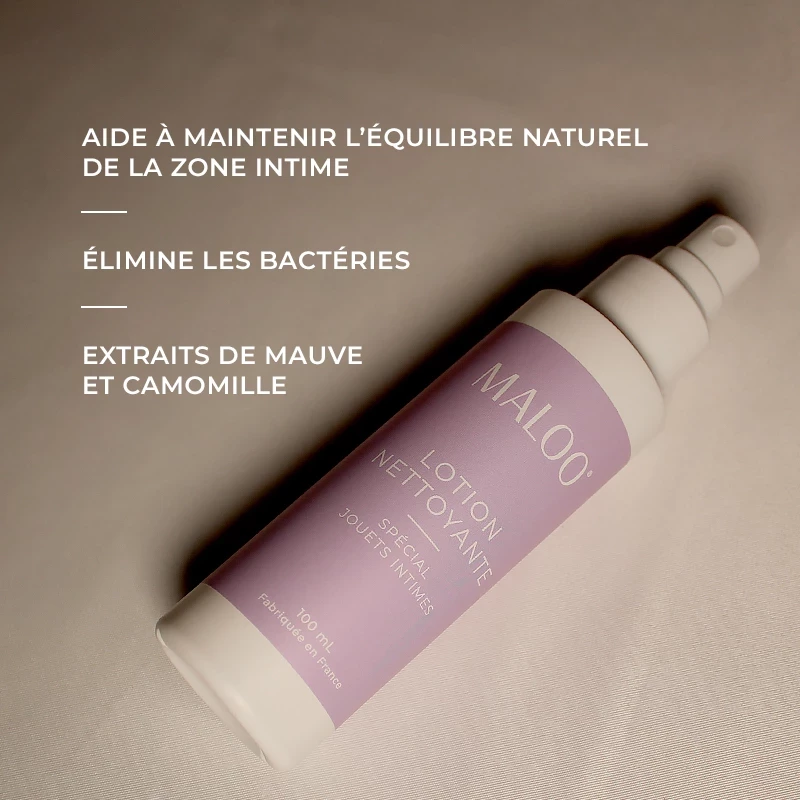 Avantages du nettoyant sextoys naturel Maloo au extraits de camomille et mauve